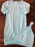 Kickee Pants Solid Layette Gown & Single Knot Hat Set (0-3m)