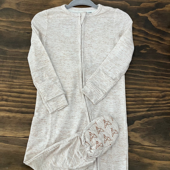 Copper Pearl Zip Up Footie 0-3m