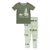 Kickee Pants Short Sleeve Piece Print Pajama Set with Pants- 2t