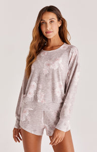 Z Lounge Izzie Floral Long Sleeve Top (Taupe Ash)