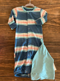 Kickee Pants Print Layette Gown Converter & Single Knot Hat Set (0-3m)