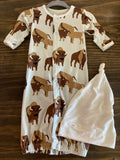 Kickee Pants Print Layette Gown Converter & Single Knot Hat Set (Newborn)