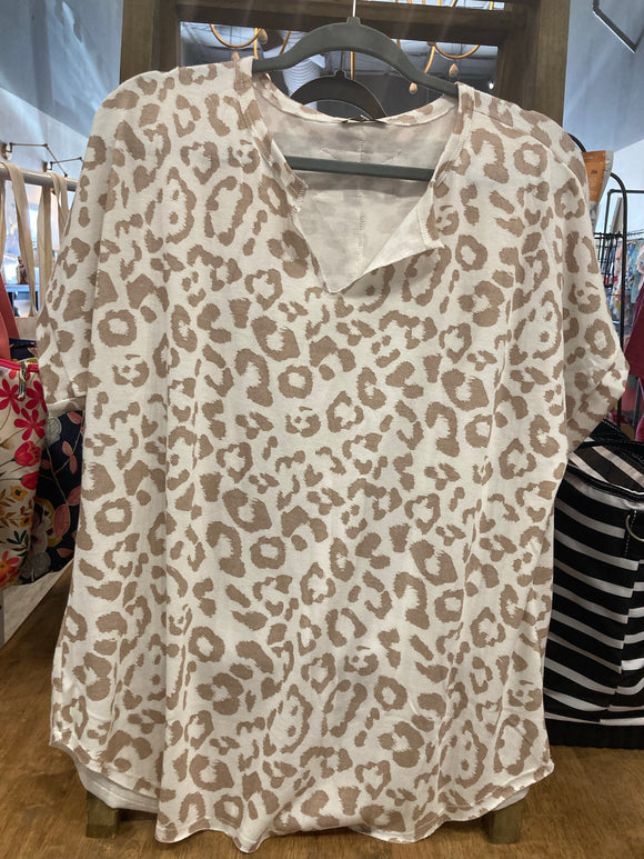 Camel/White Leopard Lounge Top
