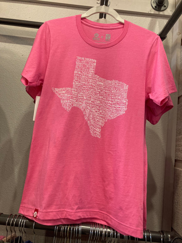Texas Towns T-shirt - Pink