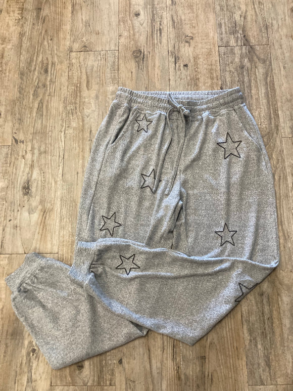 Soft Brushed Lounge Joggers with Stars (Grey)