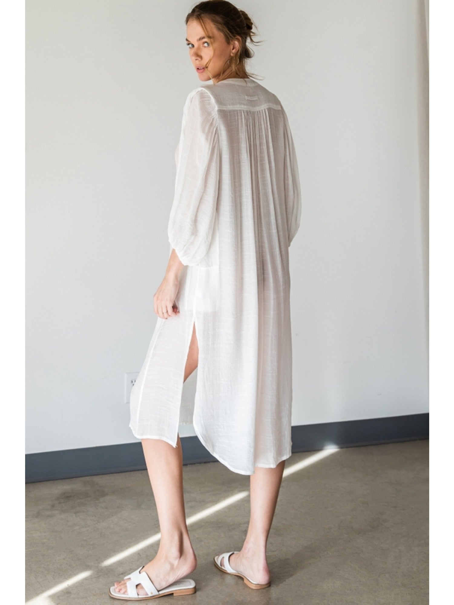 long sleeve gauze maxi dress Angel Sleeve Full Sweep Gauze Dress XS-M OMNIA